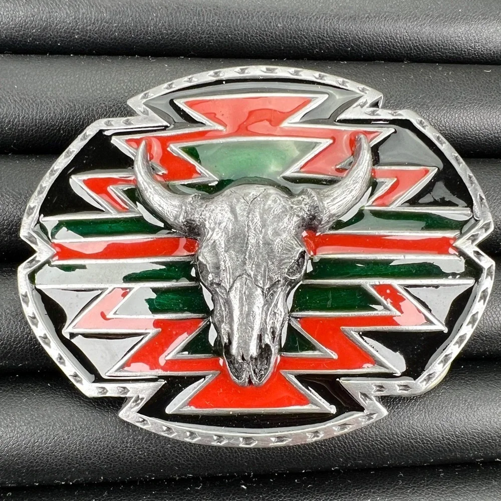 Vintage Siskiyou Skull Belt Buckle Steer Western Native American Style Cowboy